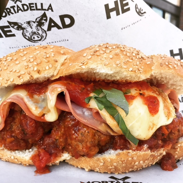 Italian Sunday Dinner Menu Ideas-meatball sub with mortadella and provolone