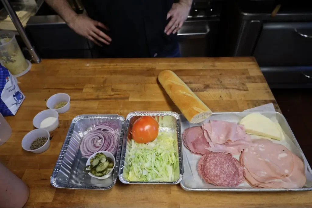 italian sub ingredients on a table