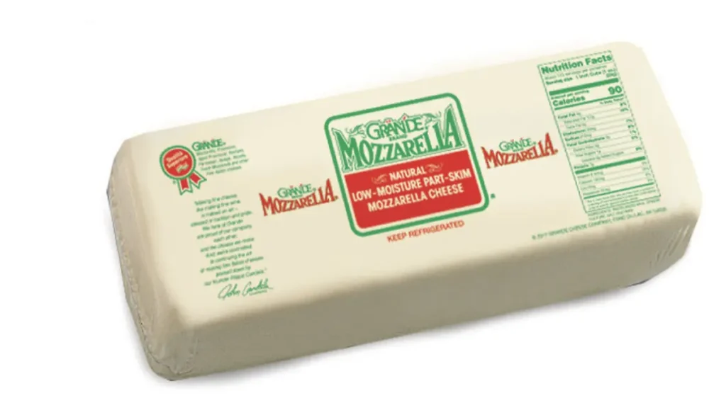 Fresh mozzarella on cutting board
