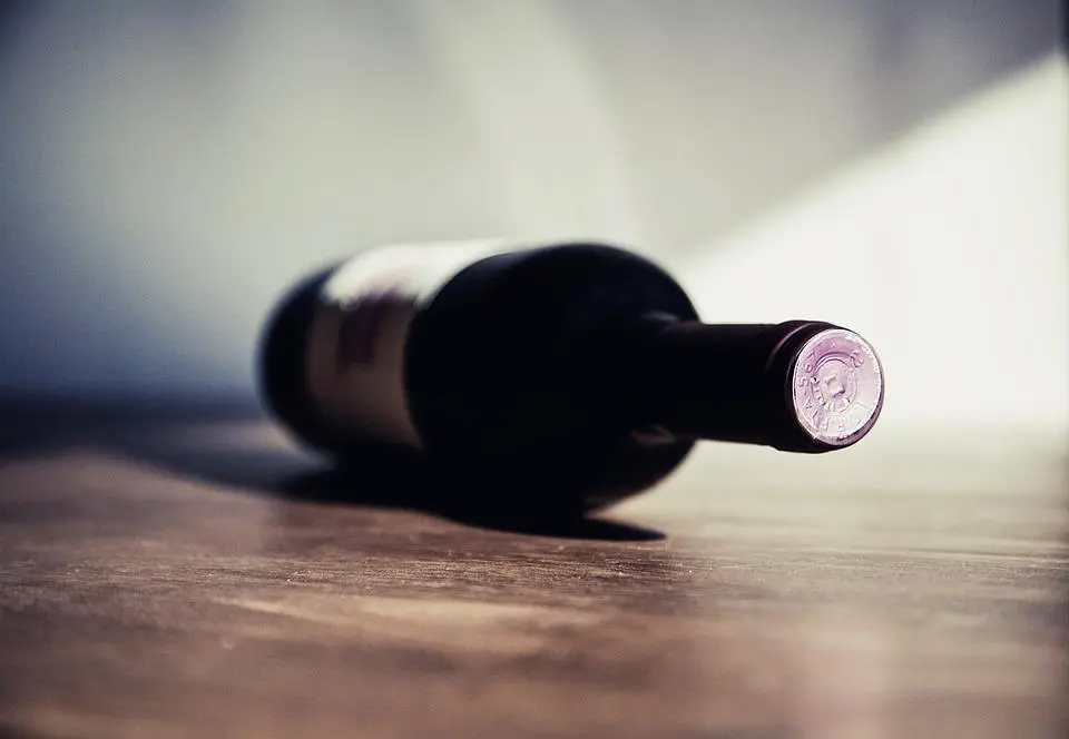 a bottle of red wine ready to be served with ravioli
