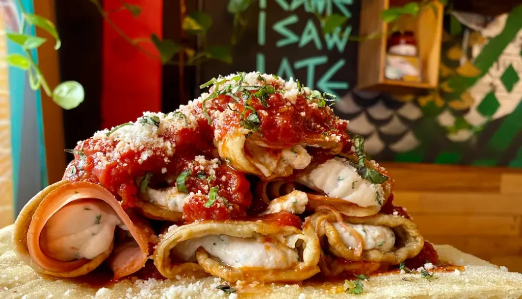 what to serve with pizza-some delicious eggplant involtini ready to be served with pizza