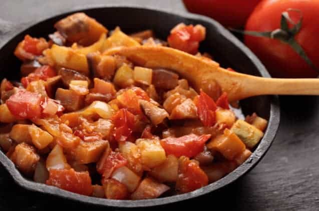 a bowl full of ratatouille ready to be served