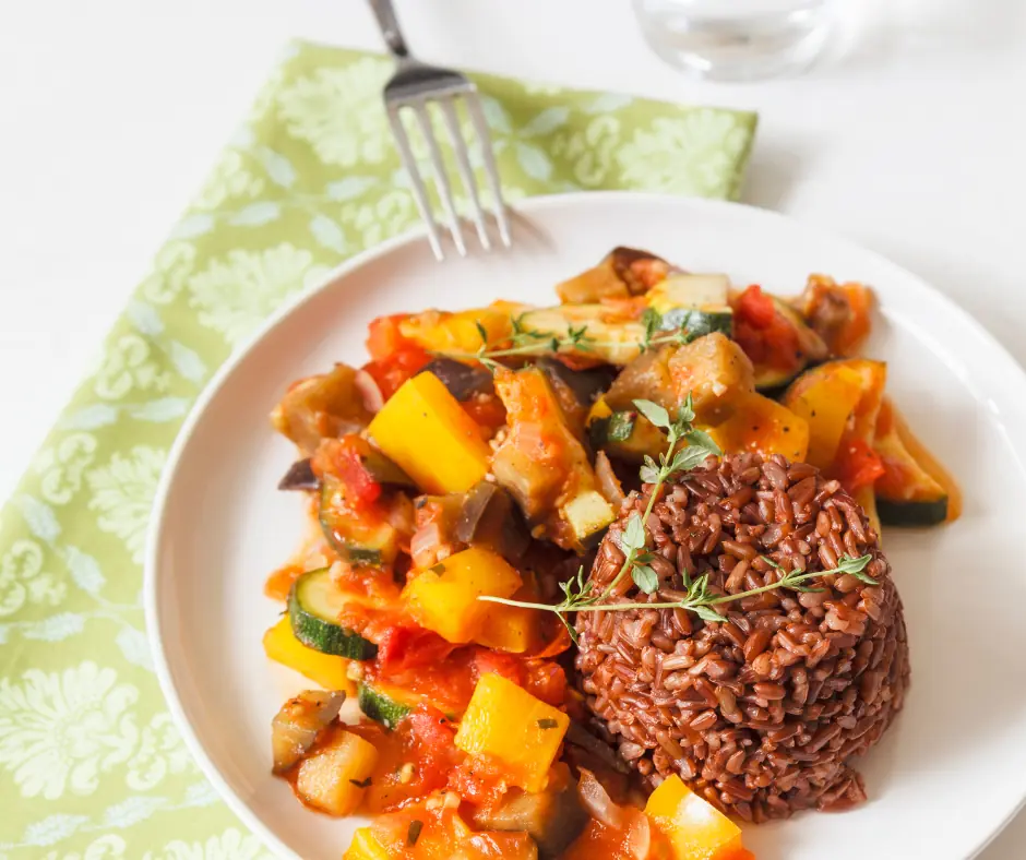 ratatouille served with brown rice