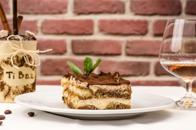 a normal tiramisu on a plate