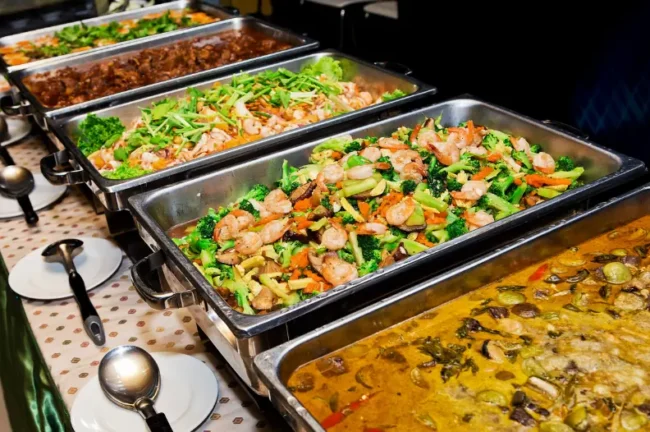 a buffet style banquet