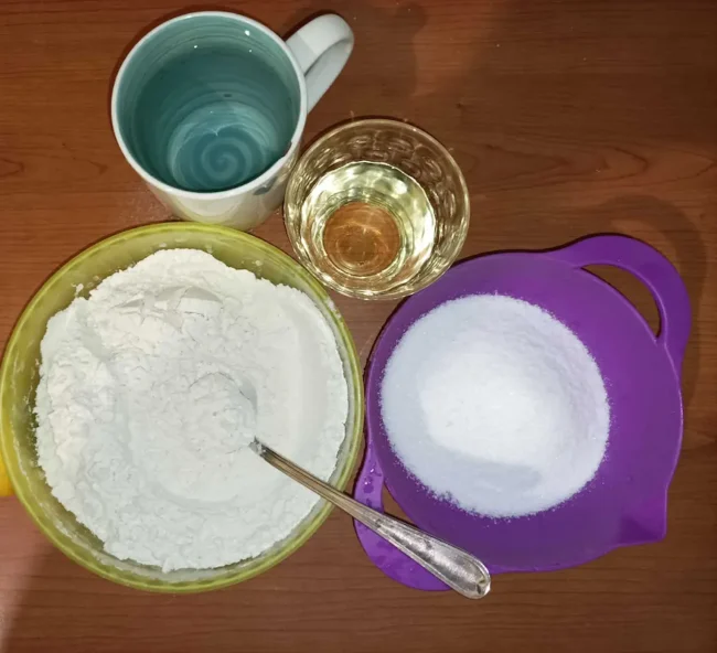 all the ingredients for this dairy free sponge cake