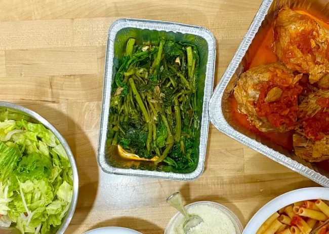 broccoli rabe on a table