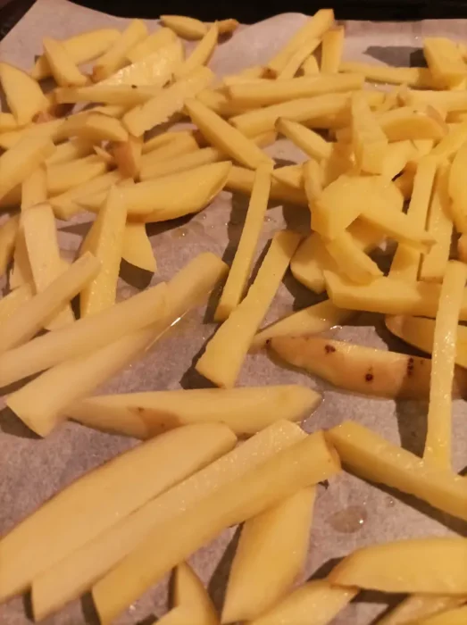 parmesan truffle fries before baking