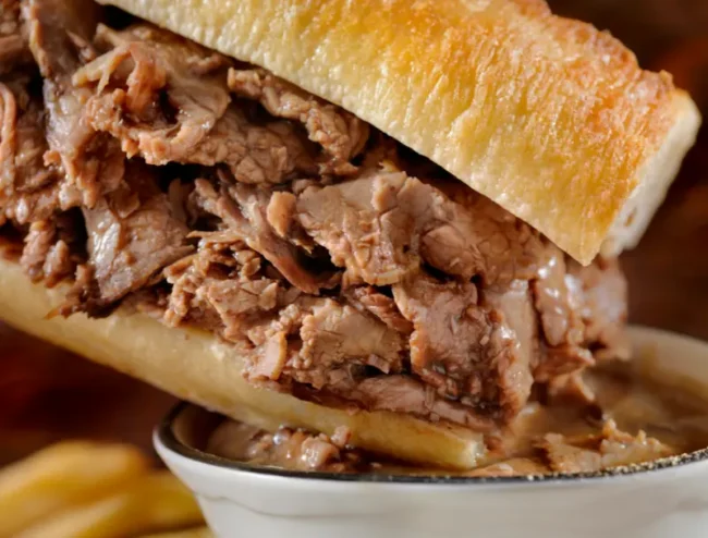 Mortadella Head's famous French Kiss Sub, made with french onion soup