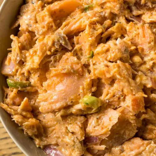 seafood finger food-salmon dip ready to be served as a seafood appetizer for christmas