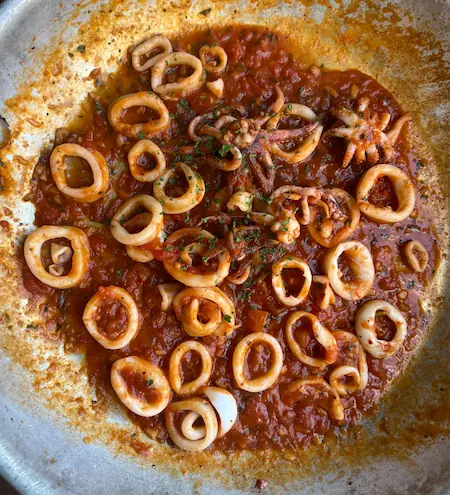 squid dishes-squid in pan