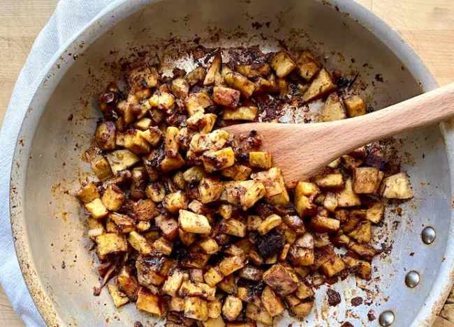 sauteed sweet potatoes after baking
