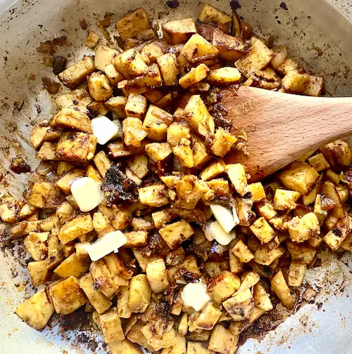sauteed sweet potatoes before baking