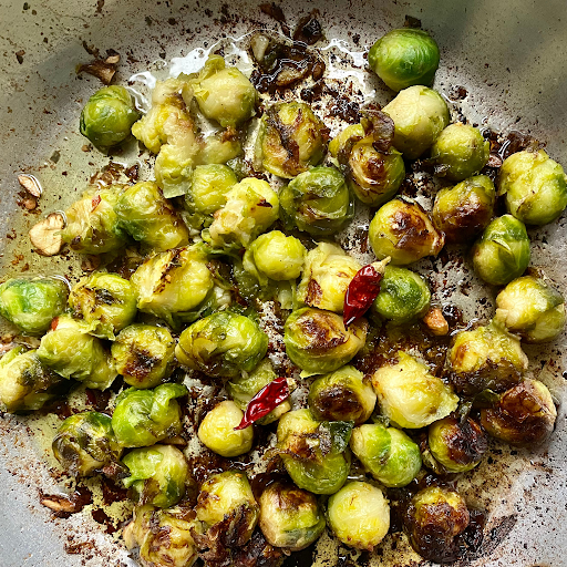 Brussels sprouts should be a golden brown color