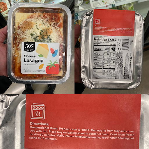 Foil covered lasagna dish before baking