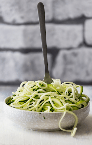 Zucchini Noodles on bowl