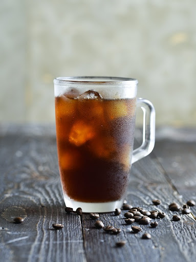 Glass of cold brew coffee over ice