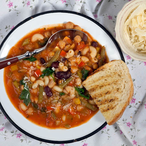 Shallots on Minestrone Soup