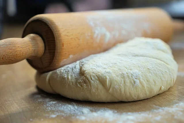 rolling pin and dough