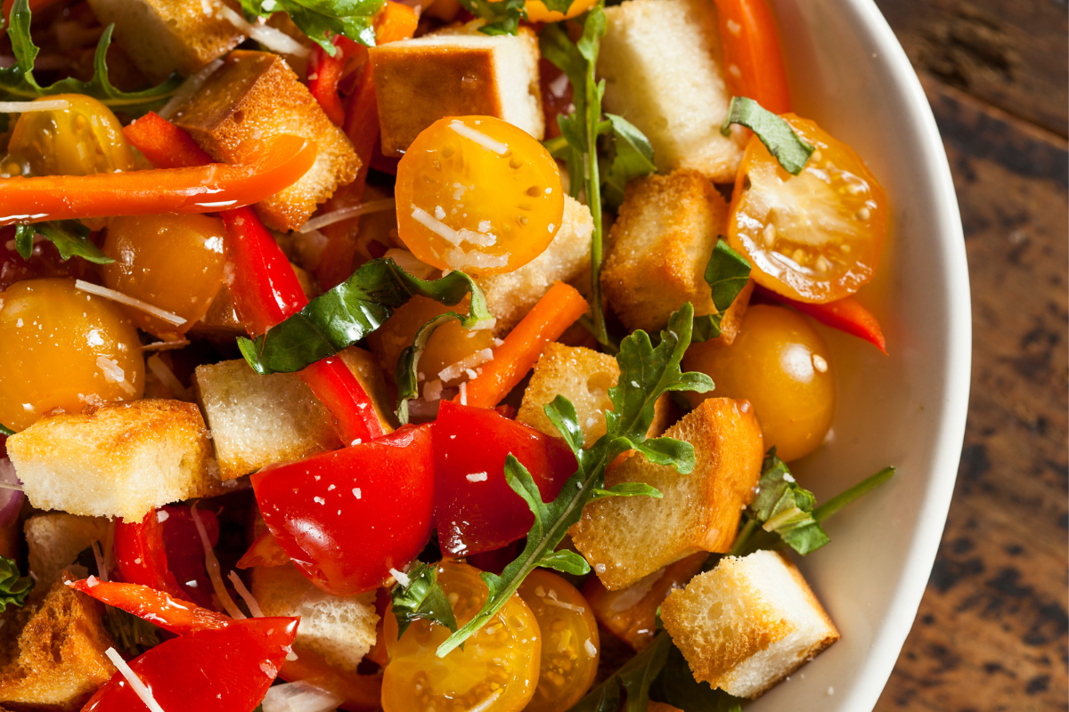 Crusty Italian Bread Recipe - Homemade Panzanella salad bread recipe