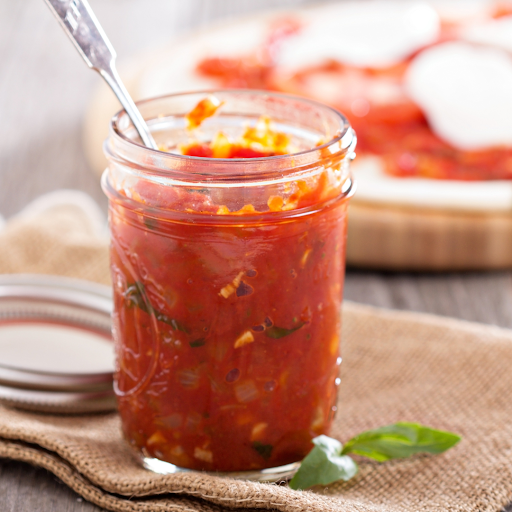 Close up of thick marinara sauce texture