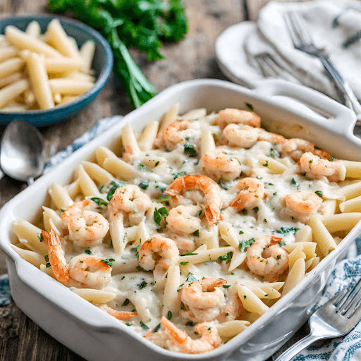 serve with eggplant parmesan-garlicky shrimp alfredo bake recipe