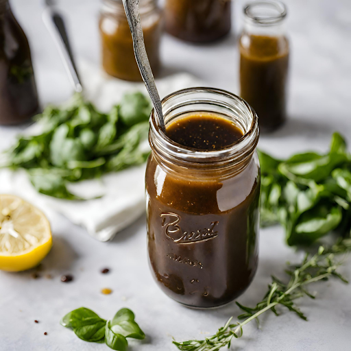 balsamic vinaigrette with spoon