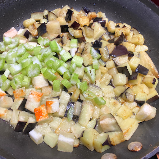 diced eggplant and celery