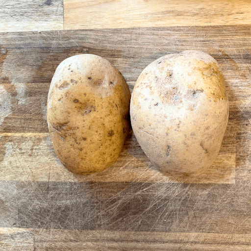 how to dice a potato - flat side down