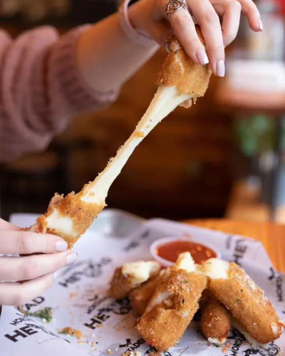 fried mozzarella sticks - stretched