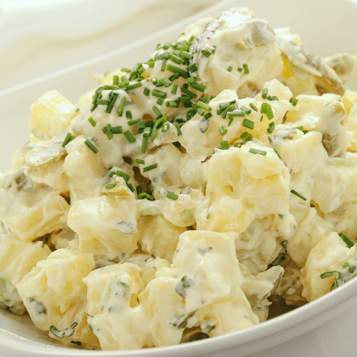 Cooked potatoes ready to be mixed into salad