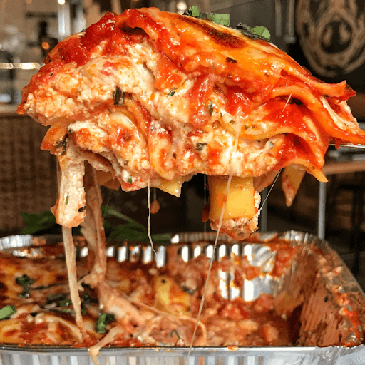 Close up of browned cheese on lasagna
