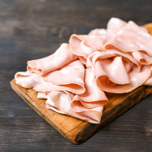 Fresh ingredients for making a mortadella sandwich
