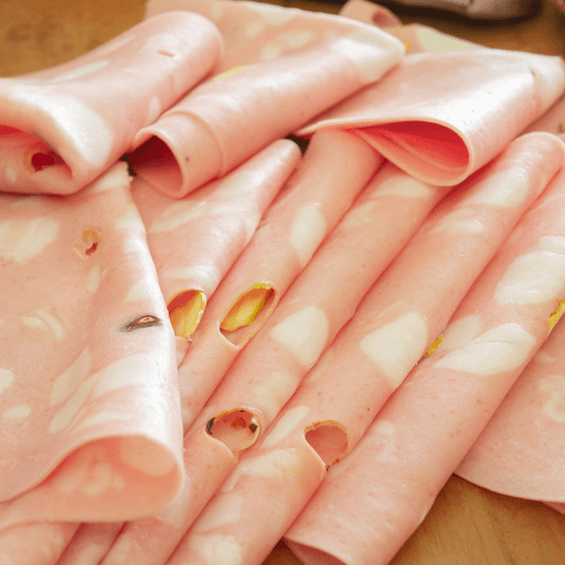 Simple italian mortadella sandwich with deli meat and cheese