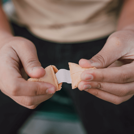 Opening a fortune cookie